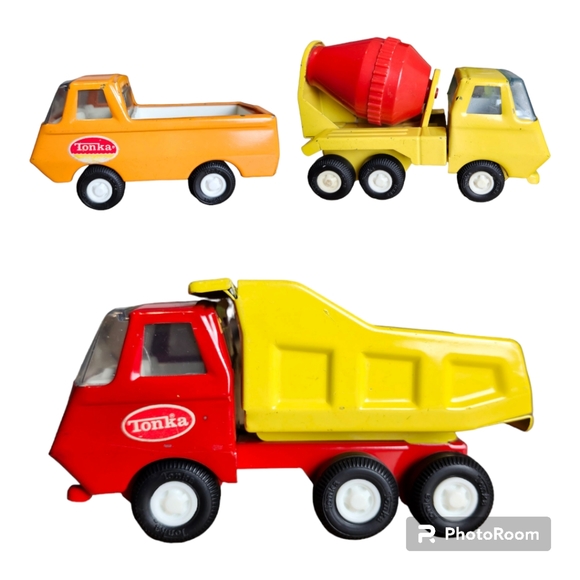 Vintage 1970's Tonka Steel Dump Truck, Open Box Pickup Truck,Cement Mixer - Picture 4 of 16